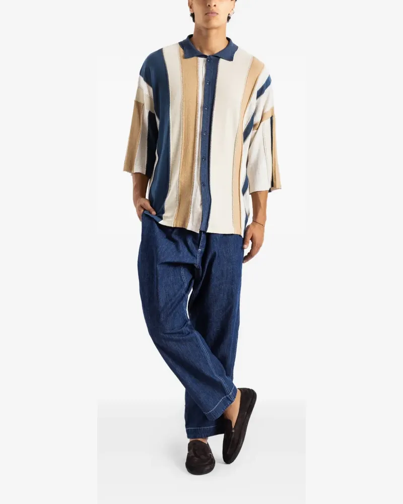 Casey Casey patchwork striped shirt - Blau Blau