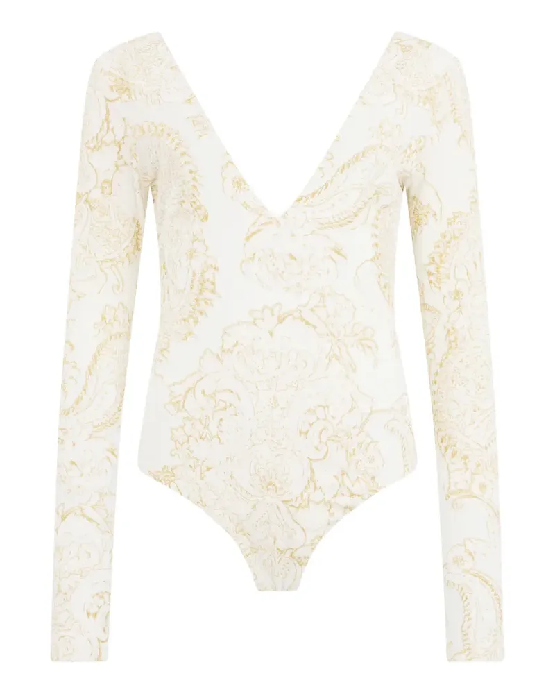 Roberto Cavalli paisley-print V-neck bodysuit - Nude Nude