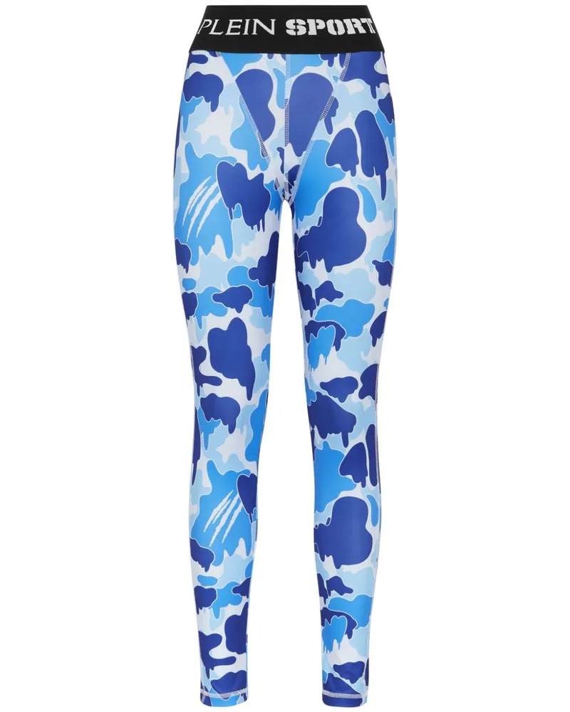 Philipp Plein Leggings mit Camouflage-Print - Blau Blau