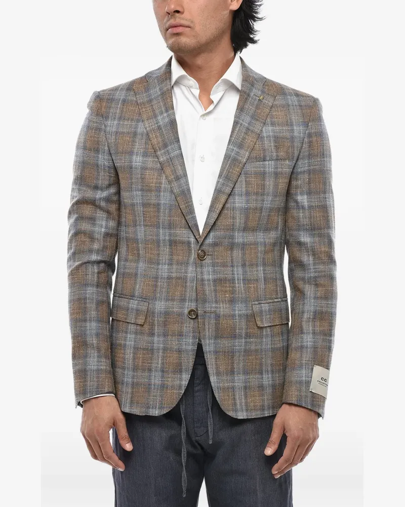 Corneliani checked single-breasted blazer - Braun Braun