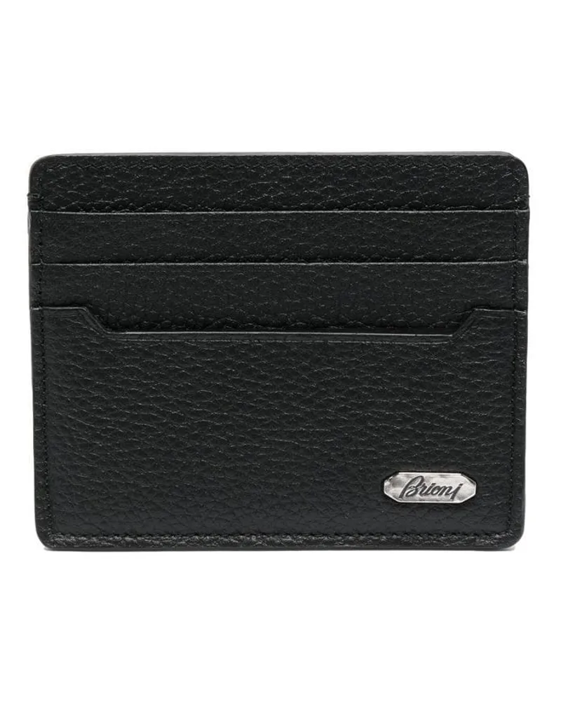 Brioni Kartenetui mit Logo - Schwarz Schwarz