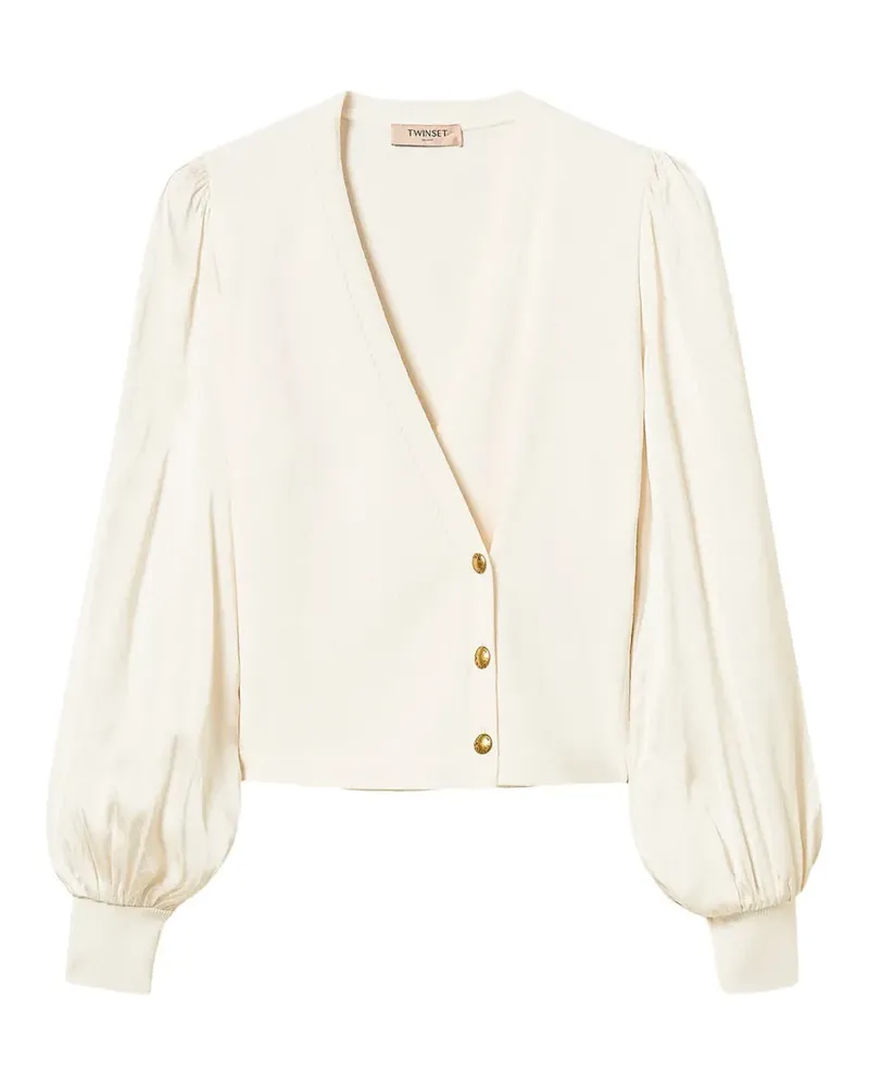 Twin-Set jumper with jacquard fabric sleeves - Nude Nude