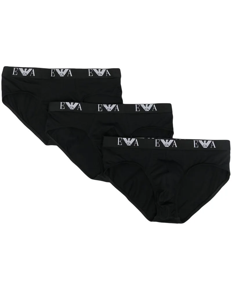 Emporio Armani Set aus Slips mit Logo-Bund - Schwarz Schwarz