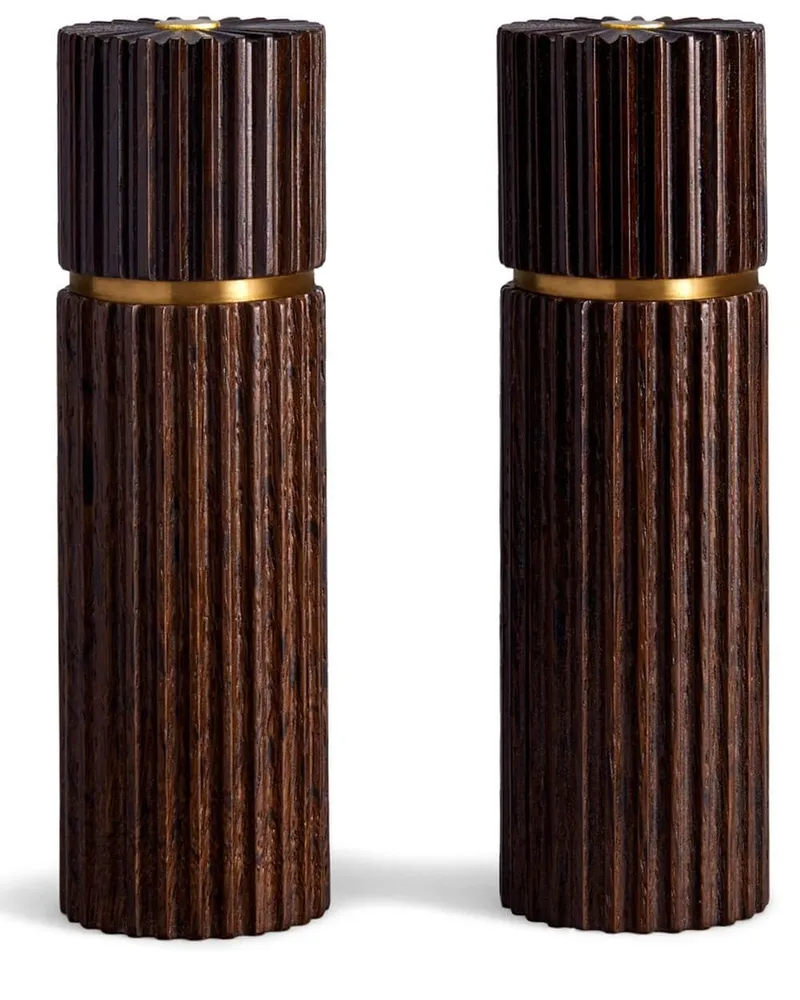 L’OBJET Ionic Salz- und Pfeffermühle aus Holz - Braun Braun