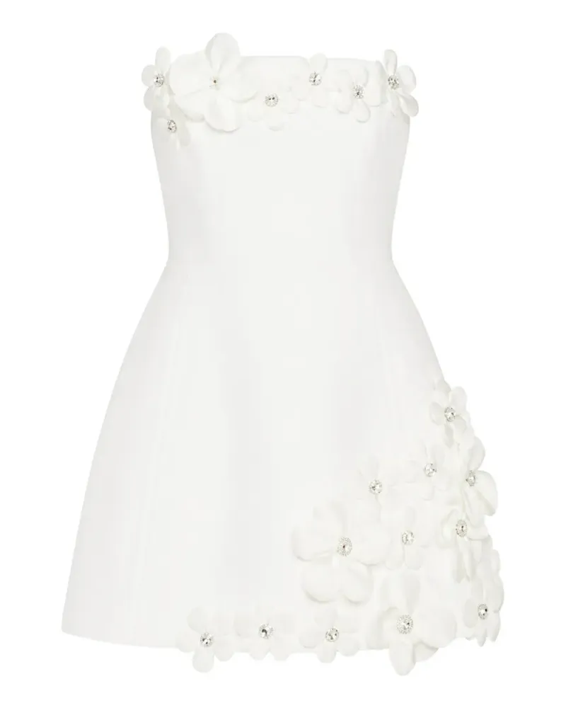 BRONX AND BANCO floral-appliqué strapless dress - Weiß Weiß