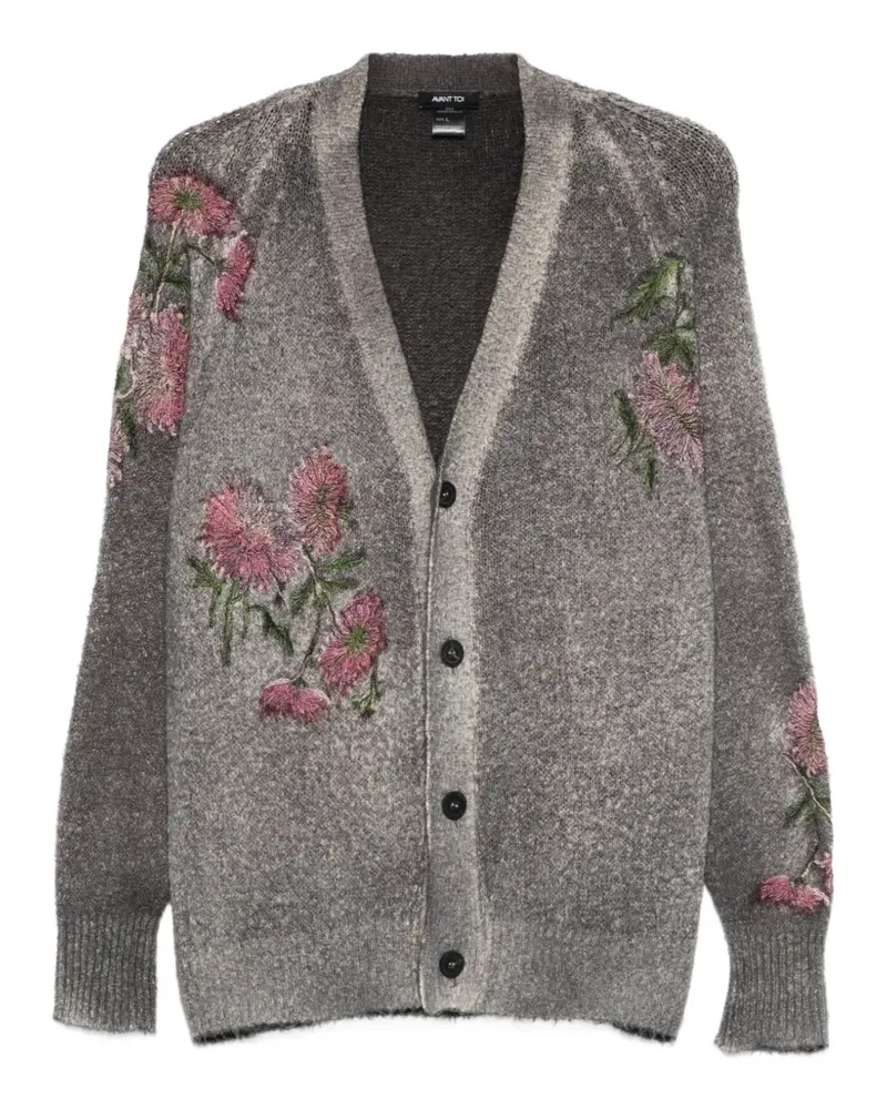 Avant Toi Cardigan mit Blumendetail - Grau Grau