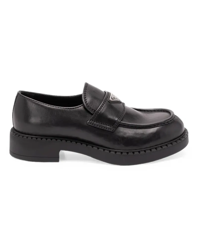 Prada Triangle logo leather loafers - Schwarz Schwarz