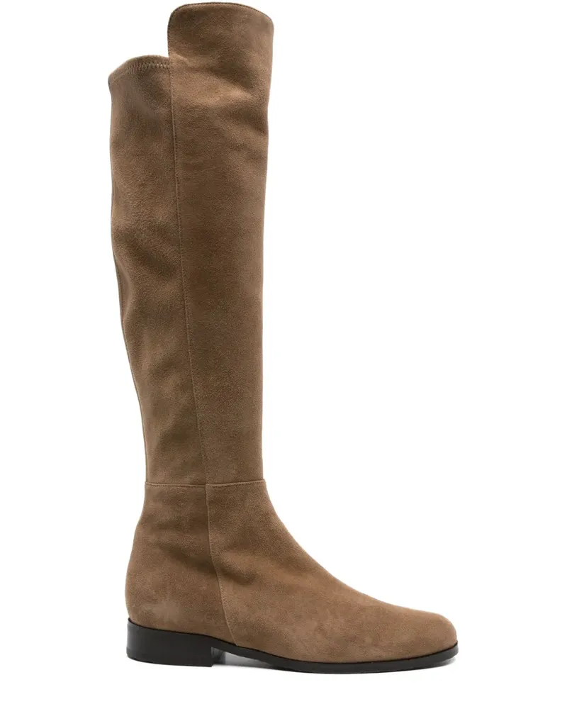 Truman's Shoes Kniehohe Stiefel aus Kalbswildleder - Nude Nude