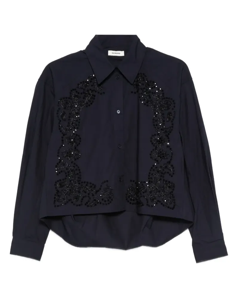 Sandro Hemd mit Blumenstickerei - Blau Blau