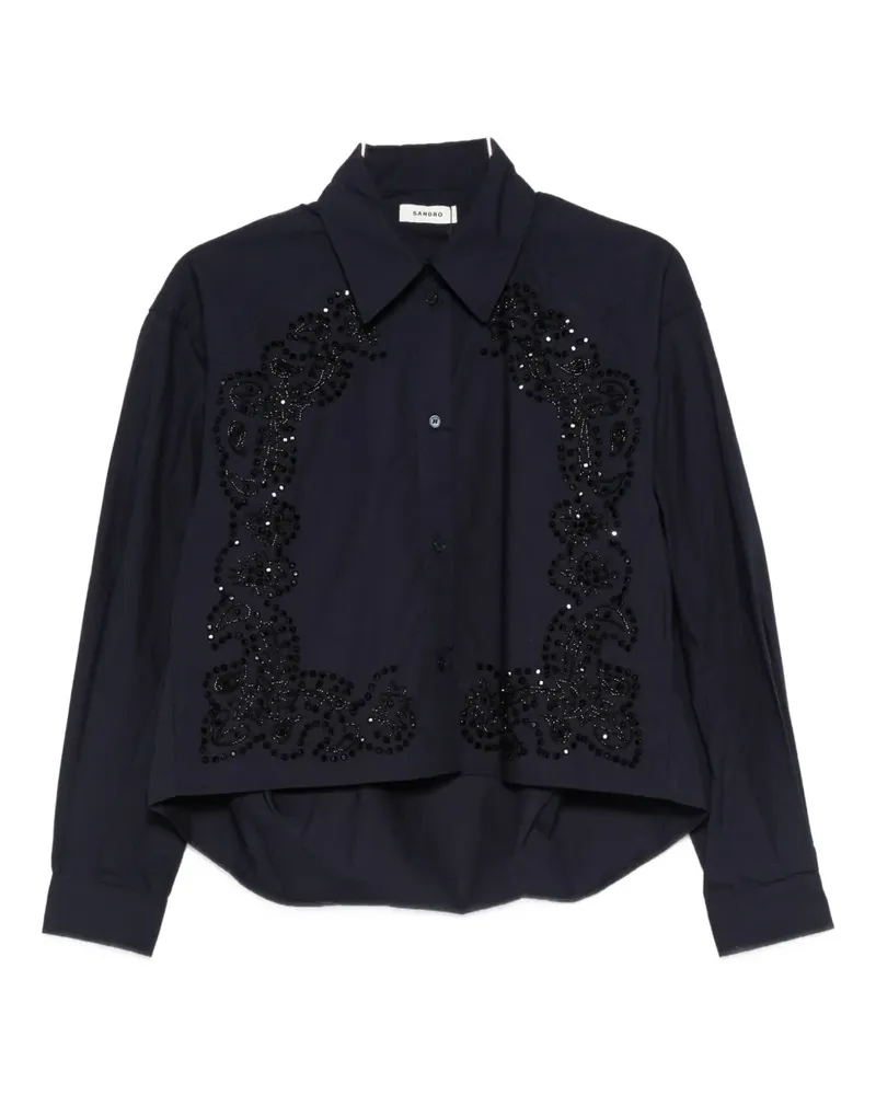 Sandro Hemd mit Blumenstickerei - Blau Blau