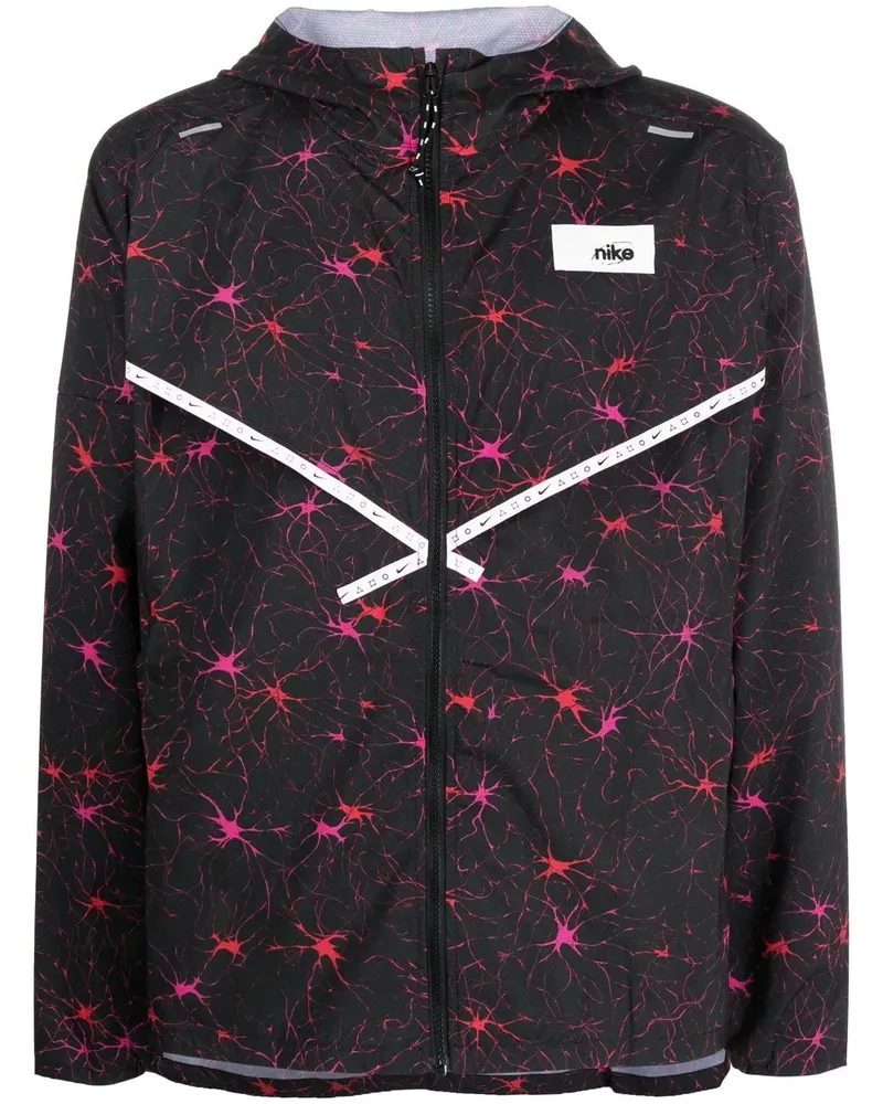 Nike Leichte Kapuzenjacke mit Print - Schwarz Schwarz
