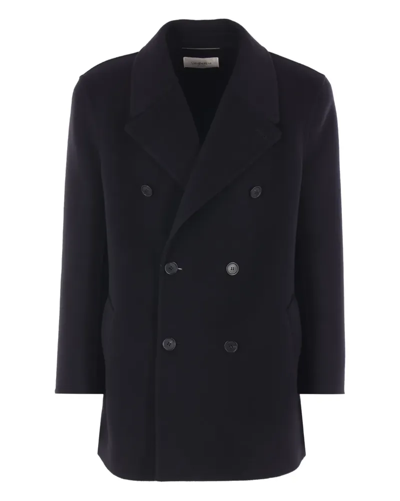 Saint Laurent Doppelreihiger Mantel - Schwarz Schwarz