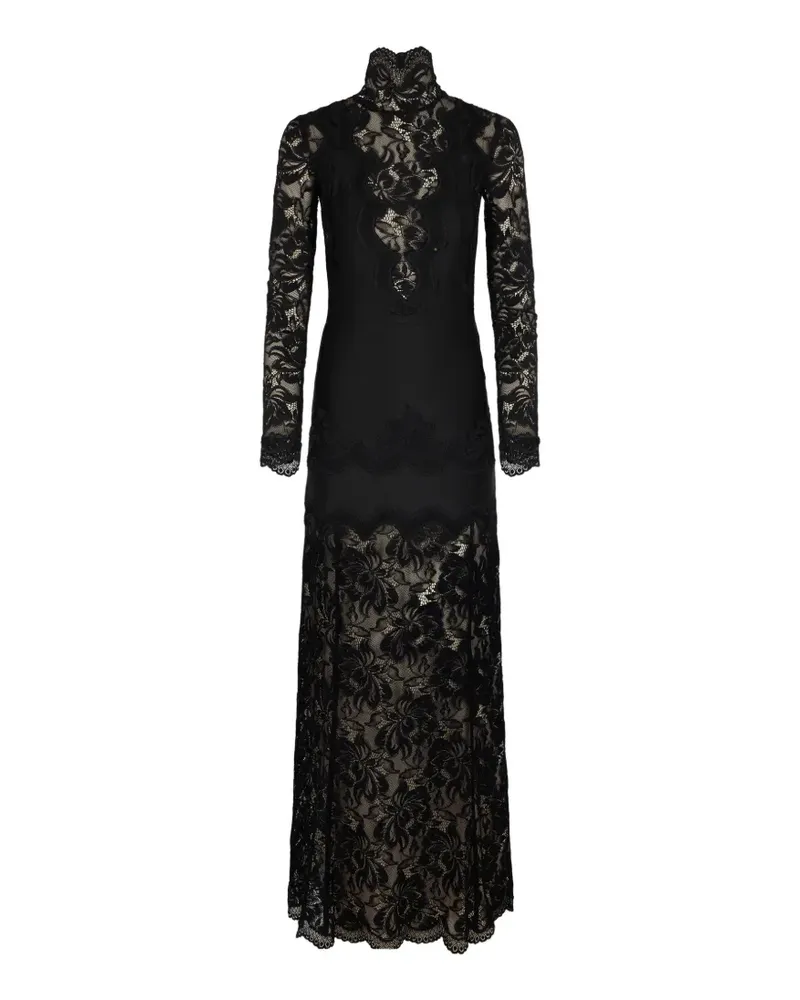 Paco Rabanne lace-panelled maxi dress - Schwarz Schwarz