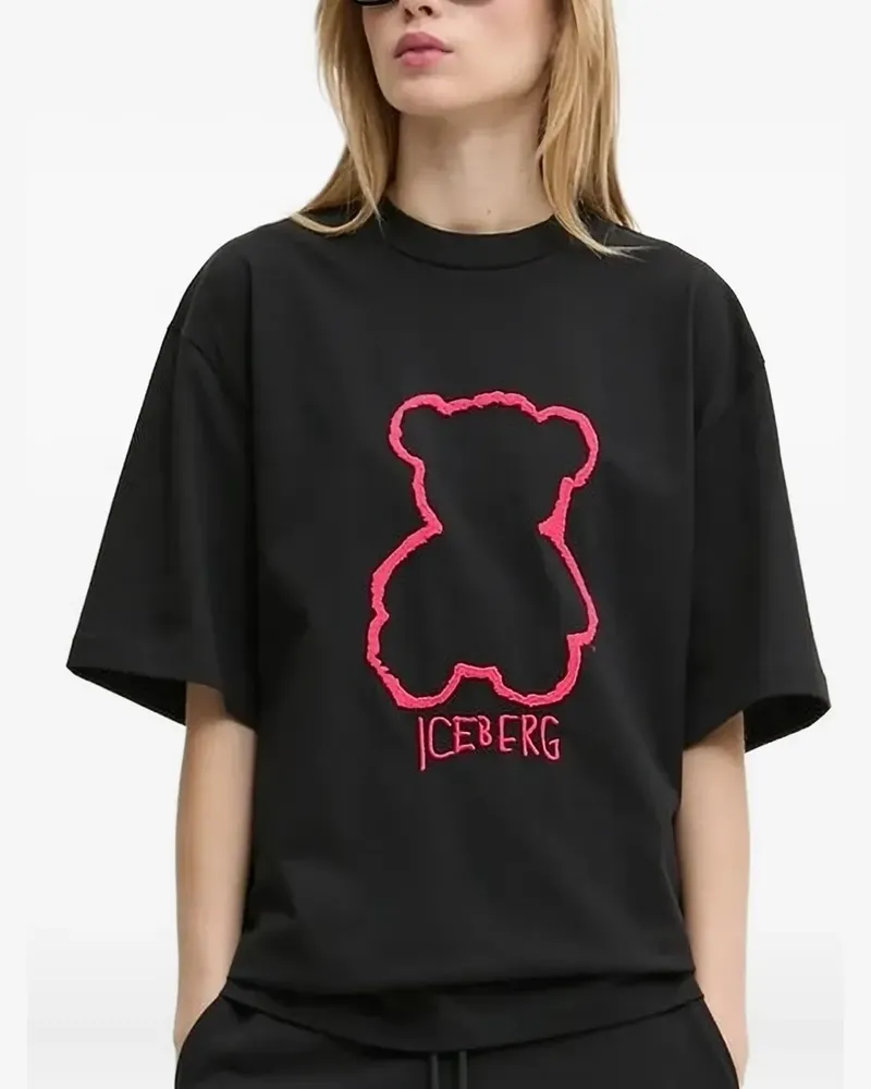 Iceberg T-Shirt mit Teddy-Print - Schwarz Schwarz