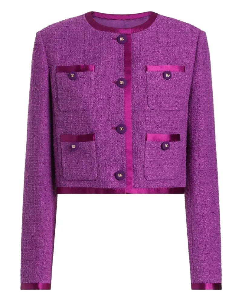 Dolce & Gabbana Einreihige Rachel Tweed-Jacke - Violett Violett