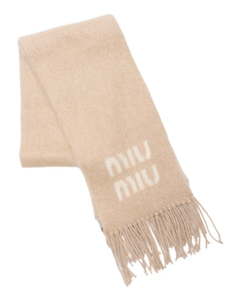 Miu Miu Intarsien-Schal mit Fransen - Nude Nude