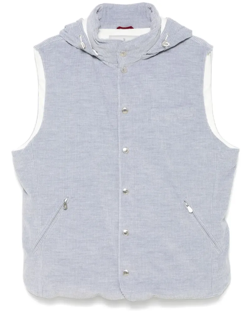 Brunello Cucinelli Daunenweste aus Cord - Grau Grau