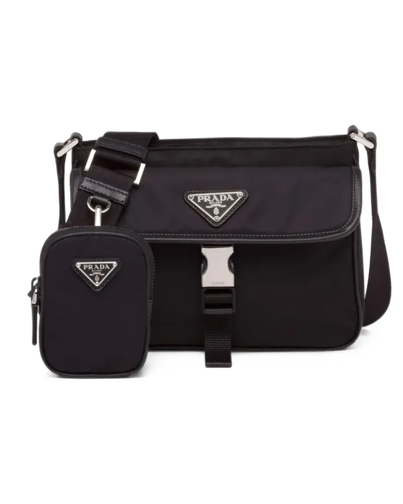Prada Re-Nylon and Saffiano leather shoulder bag - Schwarz Schwarz