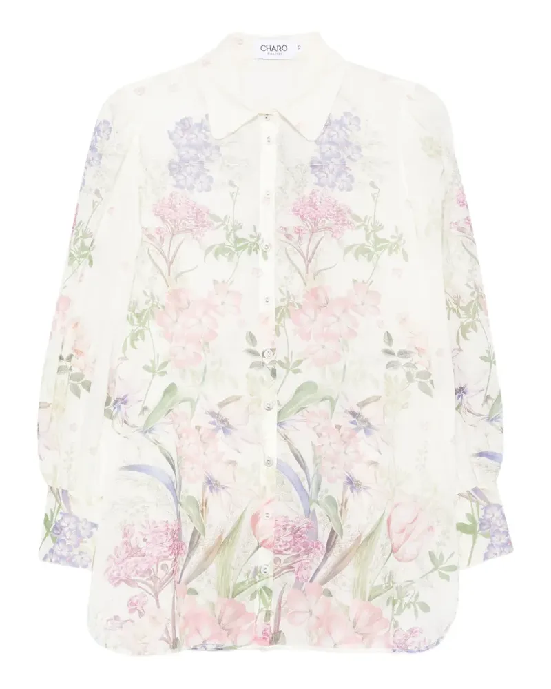 Charo Ruiz Aster botanical floral shirt - Weiß Weiß