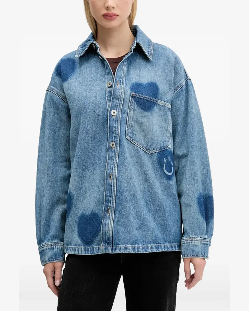 HUGO BOSS Hemd mit Herz-Print - Blau Blau