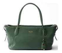 large leather tote bag - Grün