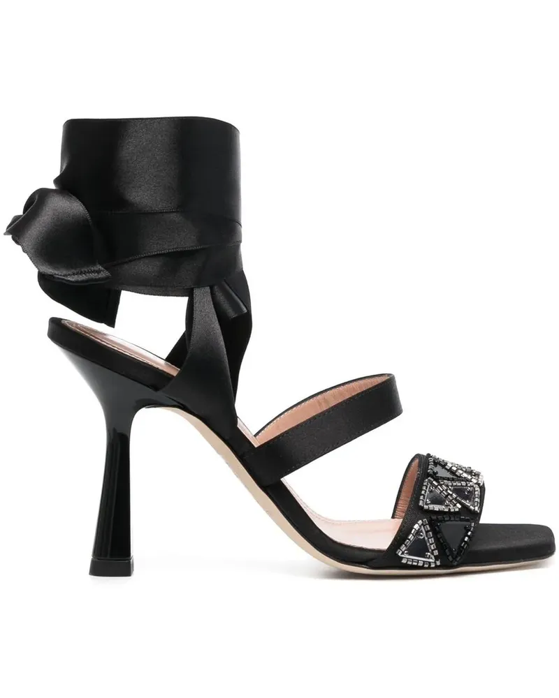 Alberta Ferretti Sandalen mit Perlen - Schwarz Schwarz