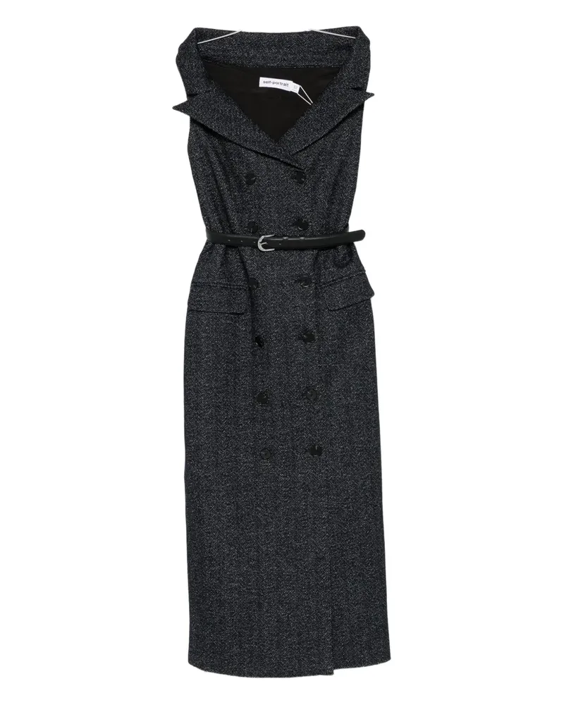 Self-Portrait double-breasted belted midi dress - Blau Blau