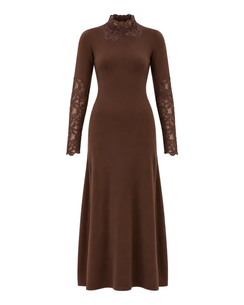 MARELLA lace-trimmed wool maxi dress - Braun Braun