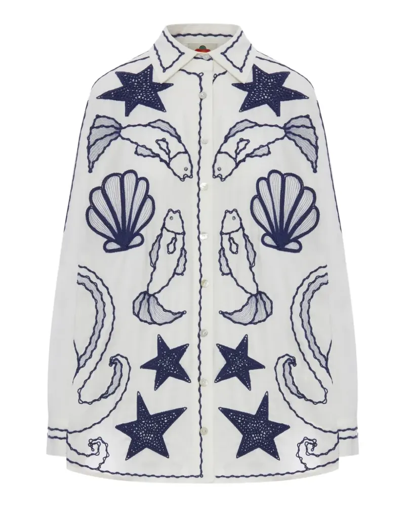 FARM Rio embroidered linen shirt - Weiß Weiß