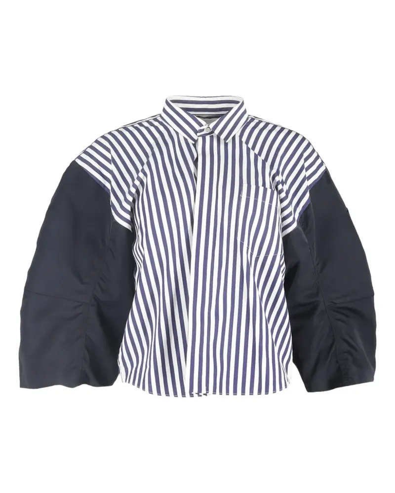 Sacai Gestreiftes Hemd mit Knopfverschluss - Blau Blau