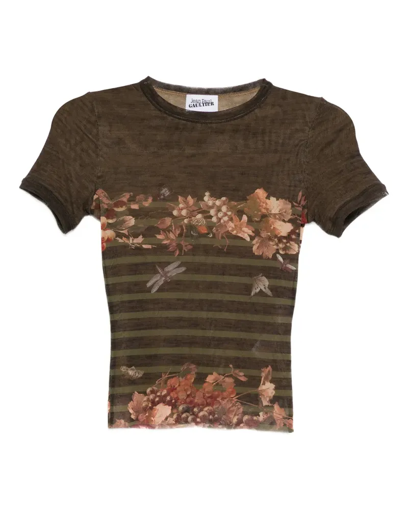 Jean Paul Gaultier T-Shirt mit Blumen-Print - Braun Braun