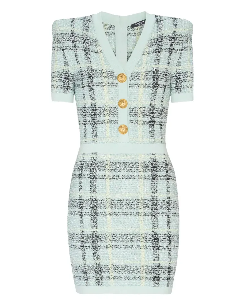 Balmain Tweed-Minikleid im Glitter-Look - Grün Grün