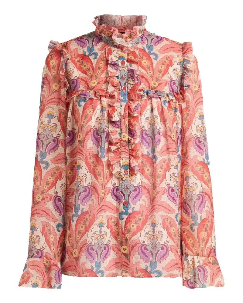 Etro ruffle-detailed floral blouse - Rosa Rosa
