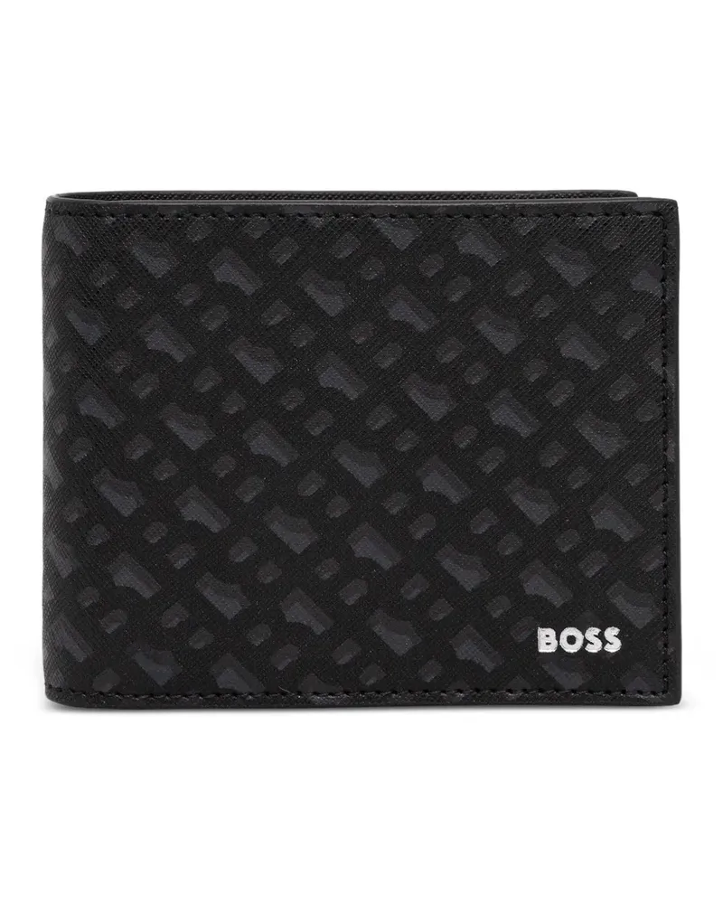 HUGO BOSS logo-emed wallet - Schwarz Schwarz