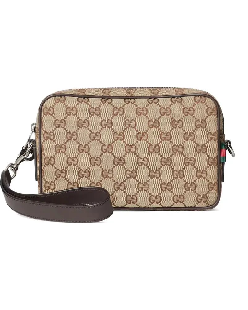 Gucci Ophidia Clutch aus GG Canvas - Nude Nude