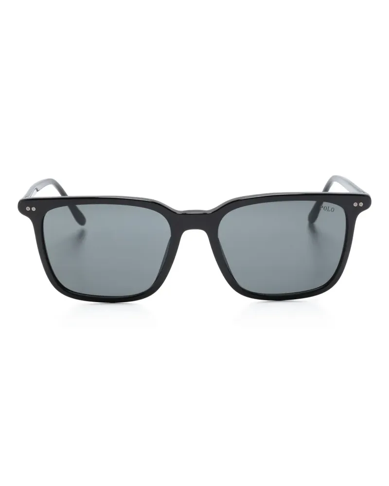 Ralph Lauren Eckige Sonnenbrille mit Glanzoptik - Schwarz Schwarz