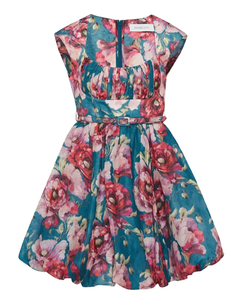 Zimmermann floral-print belted mini dress - Blau Blau
