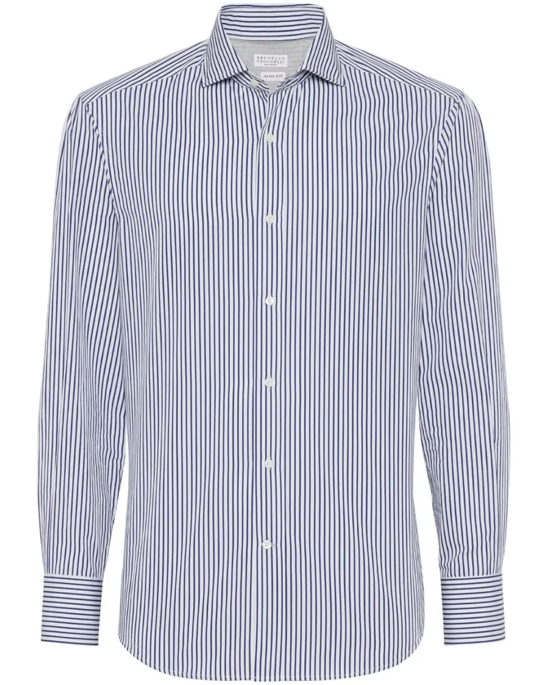 Brunello Cucinelli Gestreiftes Hemd - Blau Blau