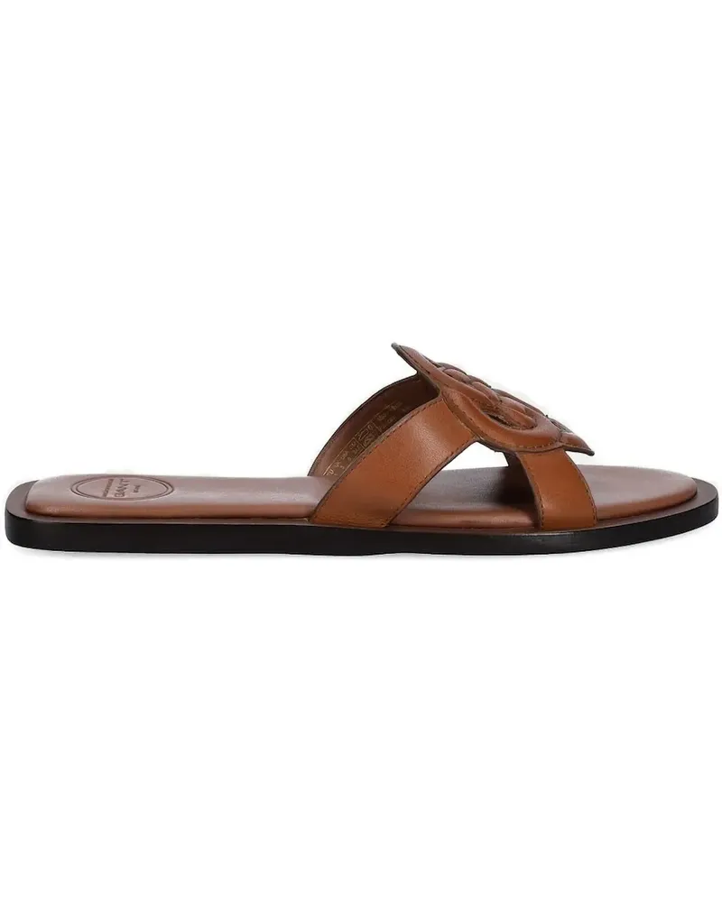 Gant Flache Sandalen mit Lederdetail - Braun Braun