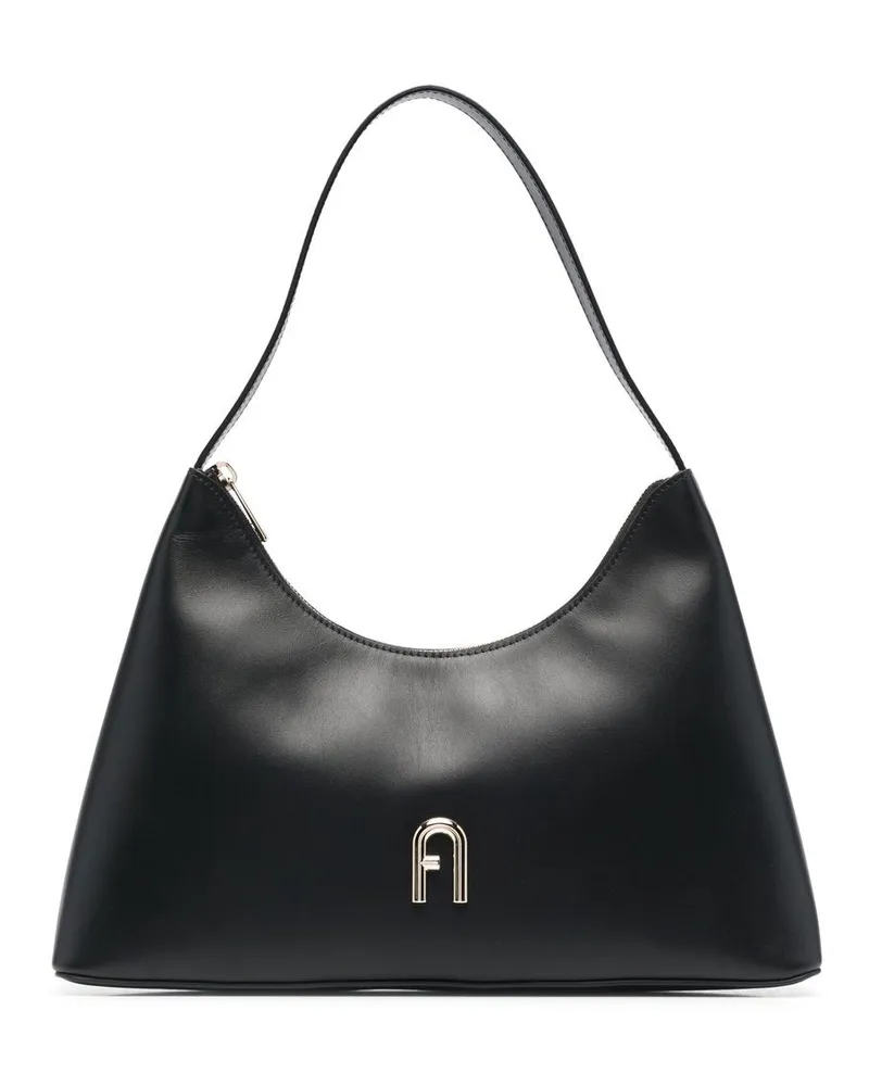 Furla Schultertasche mit Logo-Schild - Schwarz Schwarz