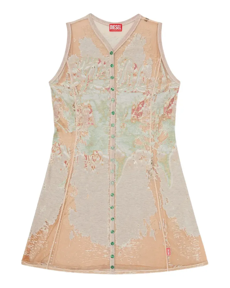 Diesel D-Alfio abstract-pattern mini dress - Nude Nude