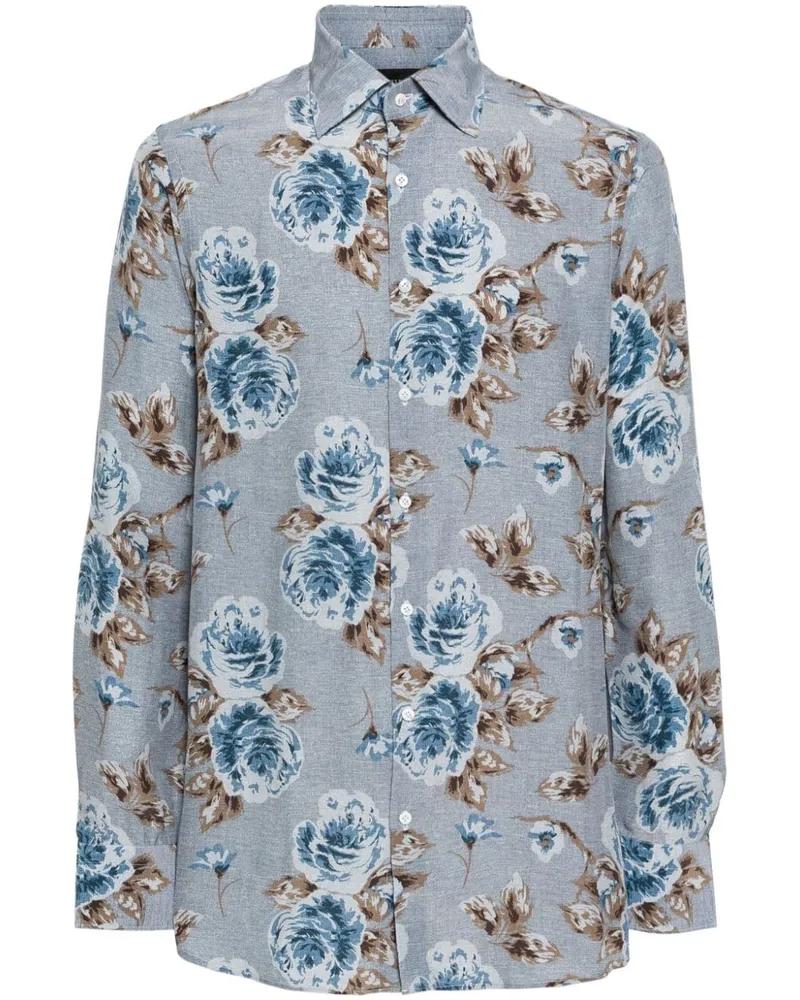 Gabriele Pasini Hemd mit Blumen-Print Blau