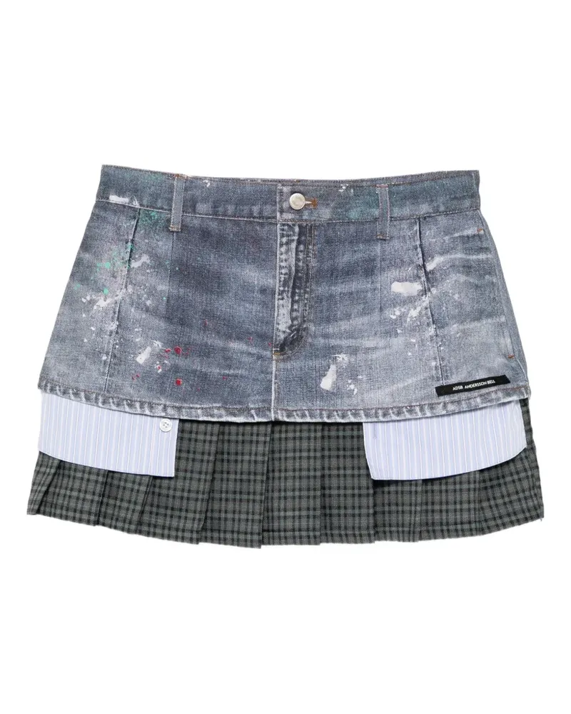 Andersson Bell plaid patchwork denim skirt - Blau Blau