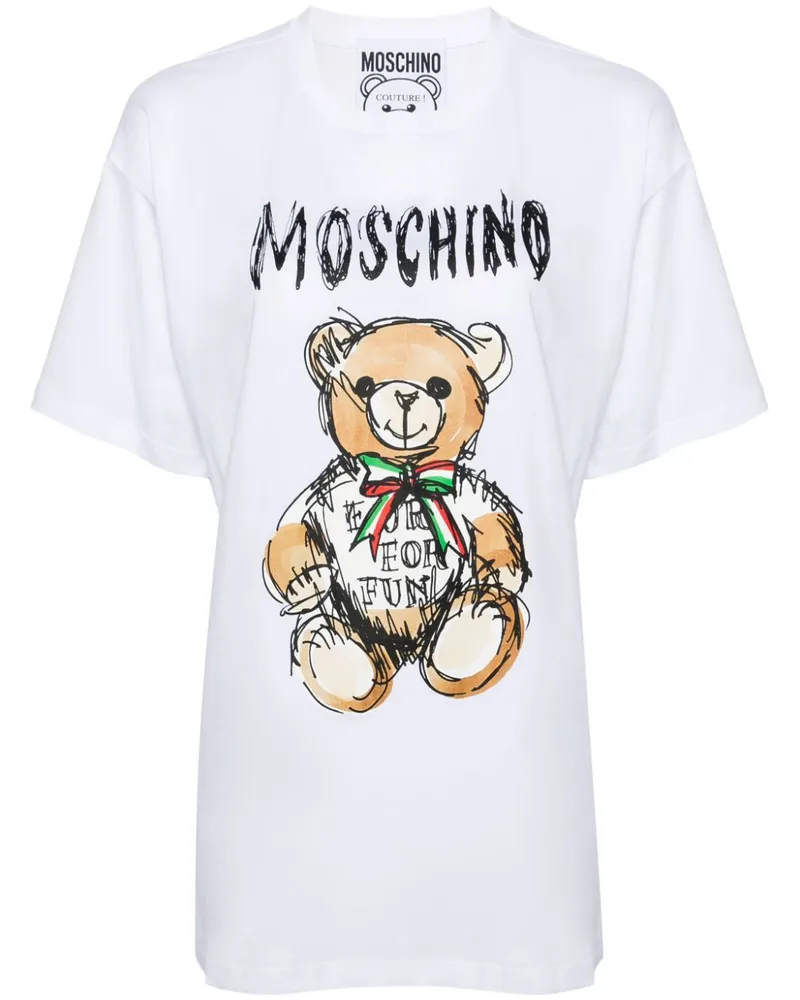 Moschino T-Shirt mit Teddy-Print Weiß