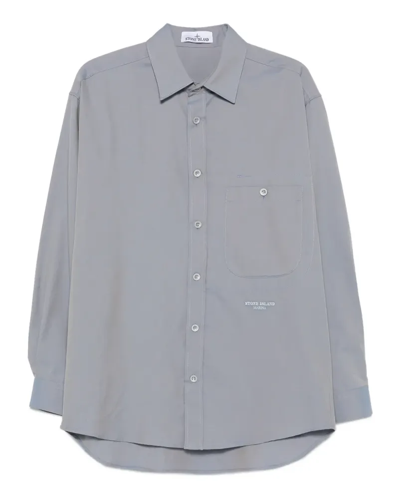 Stone Island 1100003 Button-down-Hemd mit aufgesetzter Tasche - Blau Blau
