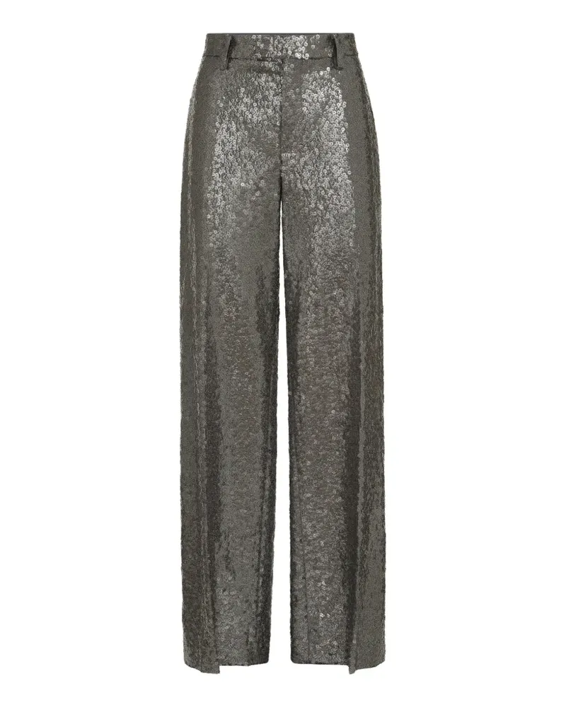 Brunello Cucinelli Ausgestellte Hose aus Schurwollflanell mit schillernder Textur - Grau Grau