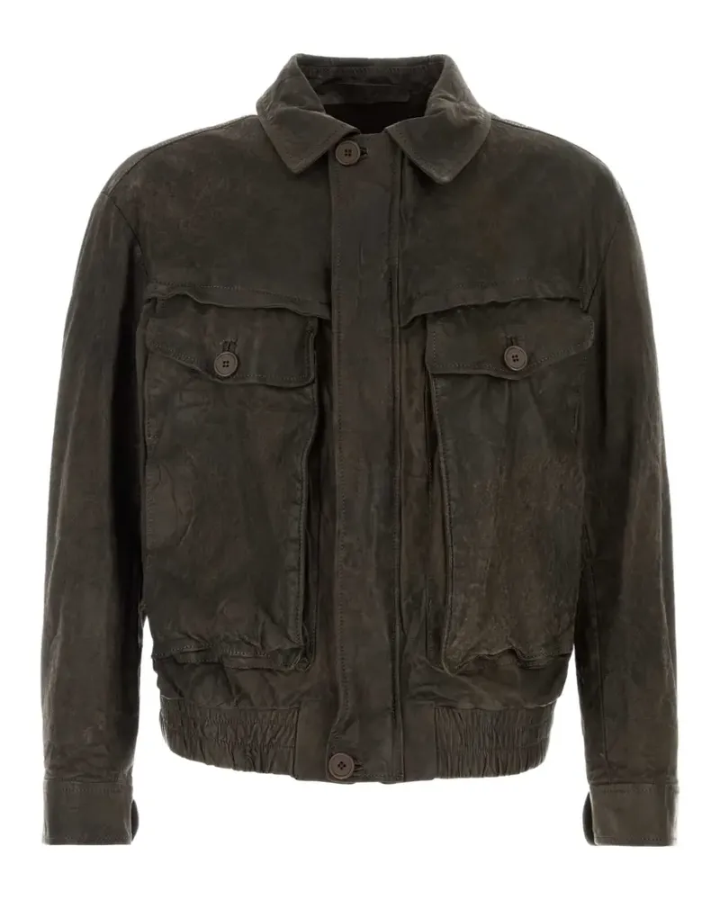 Salvatore Santoro button-up leather jacket - Braun Braun