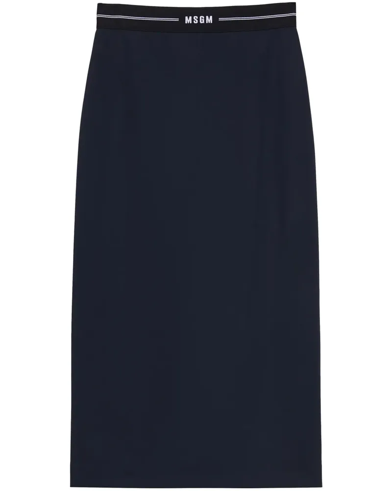 MSGM Midirock mit Logo-Bund - Blau Blau