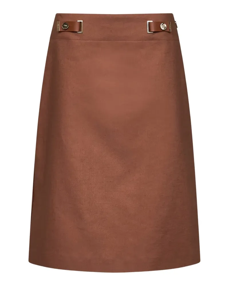 Fendi leather-tab side-slit skirt - Braun Braun