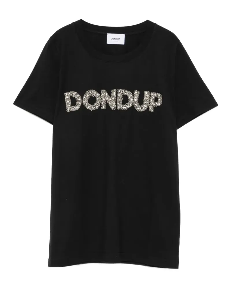 Dondup crystal-embellished logo-detail cotton T-shirt - Schwarz Schwarz